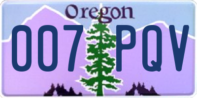 OR license plate 007PQV