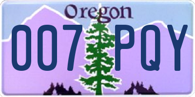 OR license plate 007PQY