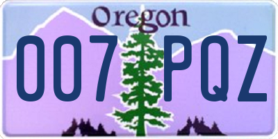 OR license plate 007PQZ