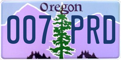 OR license plate 007PRD