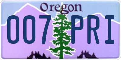 OR license plate 007PRI