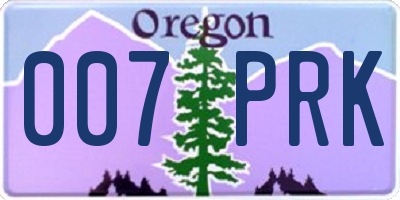 OR license plate 007PRK