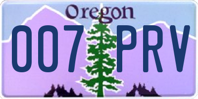 OR license plate 007PRV