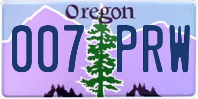 OR license plate 007PRW