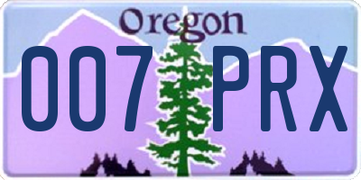 OR license plate 007PRX