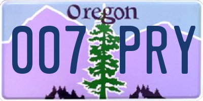 OR license plate 007PRY