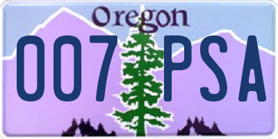 OR license plate 007PSA