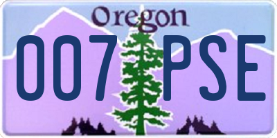 OR license plate 007PSE