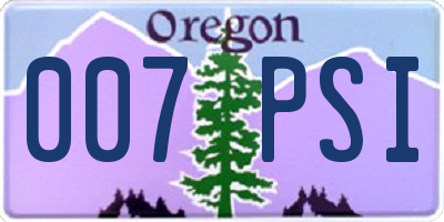 OR license plate 007PSI