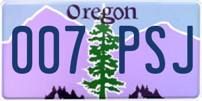 OR license plate 007PSJ