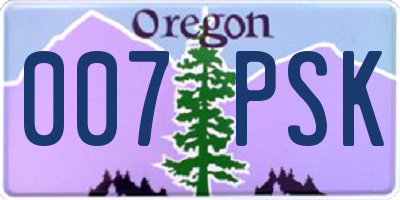 OR license plate 007PSK