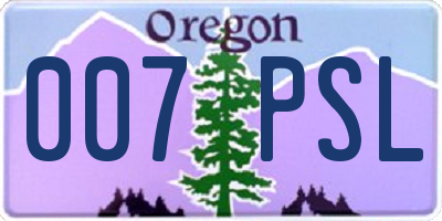 OR license plate 007PSL