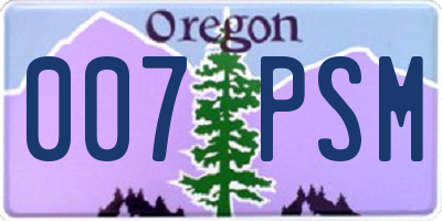 OR license plate 007PSM