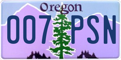 OR license plate 007PSN