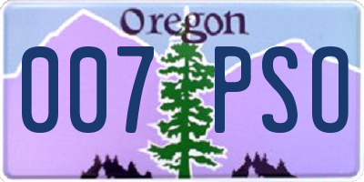 OR license plate 007PSO