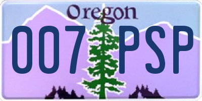 OR license plate 007PSP