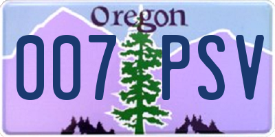 OR license plate 007PSV