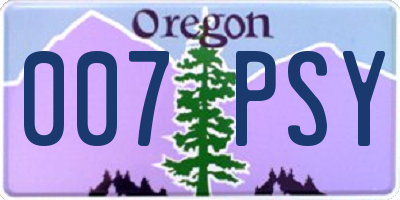 OR license plate 007PSY