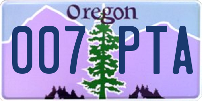 OR license plate 007PTA