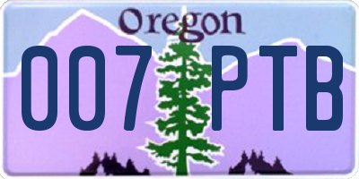 OR license plate 007PTB