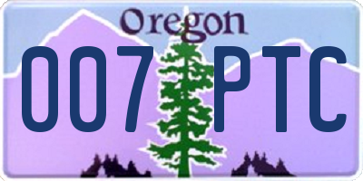 OR license plate 007PTC