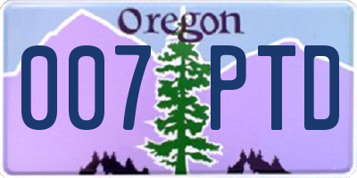 OR license plate 007PTD