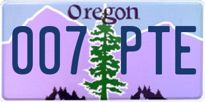 OR license plate 007PTE