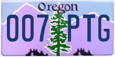 OR license plate 007PTG