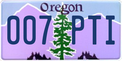 OR license plate 007PTI