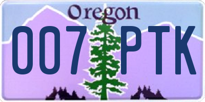 OR license plate 007PTK