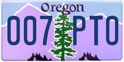 OR license plate 007PTO