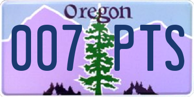 OR license plate 007PTS