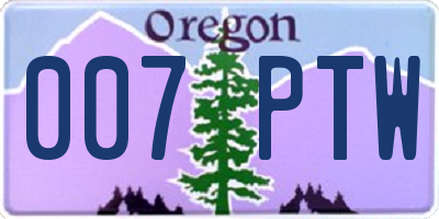 OR license plate 007PTW