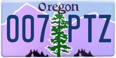 OR license plate 007PTZ