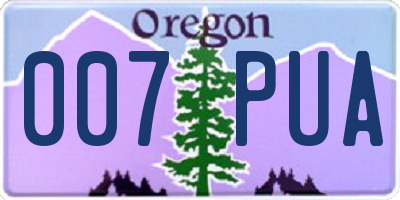 OR license plate 007PUA