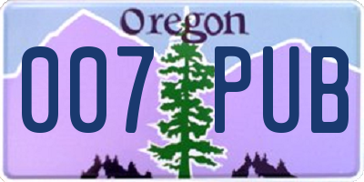 OR license plate 007PUB