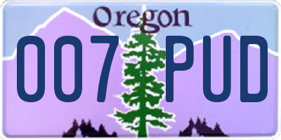 OR license plate 007PUD
