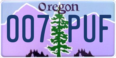 OR license plate 007PUF