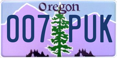 OR license plate 007PUK