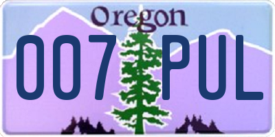 OR license plate 007PUL