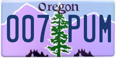 OR license plate 007PUM