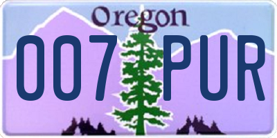 OR license plate 007PUR