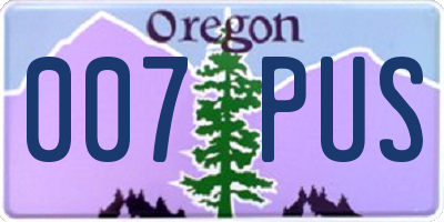 OR license plate 007PUS