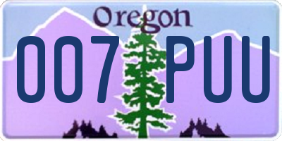 OR license plate 007PUU