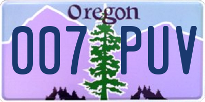 OR license plate 007PUV