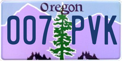 OR license plate 007PVK