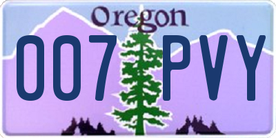 OR license plate 007PVY