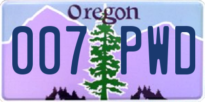 OR license plate 007PWD
