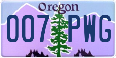 OR license plate 007PWG