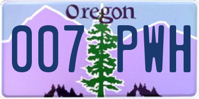 OR license plate 007PWH